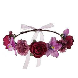 Haarband weiblicher Haarreif Kronenblume Haarbandkränze Haarreif Ohrenwärmer Helm (F, One Size) von Mashaouyo