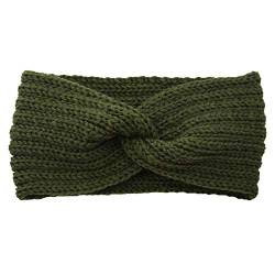 Haarbinder mit Haarreifen Winter Women Cable wärmer weiches Ohr Stretch Headband Atmungsaktiv Schweißbänder (Army Green, One size) von Mashaouyo