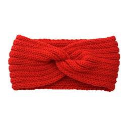 Haarbinder mit Haarreifen Winter Women Cable wärmer weiches Ohr Stretch Headband Atmungsaktiv Schweißbänder (Red, One size) von Mashaouyo