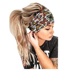Headband Wrap Women Headband Kopfdruck Bandana Band elastisches Headband für Haare Stirnband (Red, One Size) von Mashaouyo