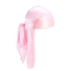 Herren- und Damen-Seiden-Kopftuch mit langem Schwanz Stirnband Neongelb (Pink, One Size) von Mashaouyo