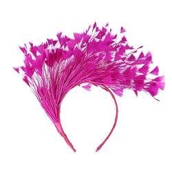 Hut für Frauen Hochzeit Cocktail Mesh Haarspange Tea Party Stirnband Laufstirnband Damen Schwarz (Hot Pink, One Size) von Mashaouyo