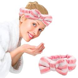 Hydrotherapie-Stirnband 1 Stück Schleife Haarband Damen Gesichts Make-up Stirnband Weiche Koralle Samt Stirnband Zum Duschen Gesicht waschen Fußball Maschine (Watermelon Red, One Size) von Mashaouyo
