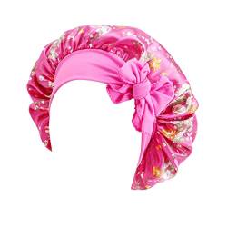 Kinder Jungen Hut Mütze Haar Turban Wickel Turban Hüte Bad Duschhaube Badehut Haarschutz Duschhauben Schlummertrunk Ohrenwärmer Joggen Damen (Hot Pink, One Size) von Mashaouyo