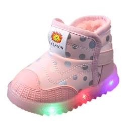 Kleinkind Warme Kinder Leuchtende Baumwolle Licht Stiefel Led Baby Mädchen Jungen Kinder Schuhe Winter Casual Schuhe Winterstiefel Jungen 26 (Pink, 22.5 Infant) von Mashaouyo