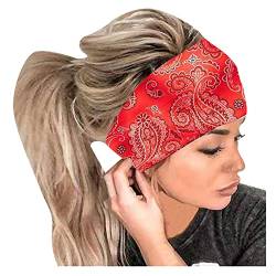 Kopf Haarreif elastisches Haar Bandana Frauen Druckband Wrap Headband Stirnbänder Damen Winter Mit Fleece (Red, One Size) von Mashaouyo