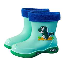 Mashaouyo Kinder Mädchen Cartoon Kinder Regenstiefel Rutschfeste Kinder Wasserschuhe Klassische Kinder Regenstiefel Rutschfest Gummistiefel 31 Jungen (Green, 31 Little Child) von Mashaouyo