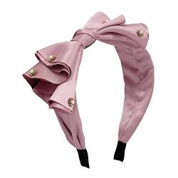 Mode Stirnbänder für Frauen Mädchen Stirnbänder Vintage Schleife Stirnband breiter Knoten Perlen Haarreifen für lässige Hochzeit Stirnbänder Mädchen (Pink, One Size) von Mashaouyo