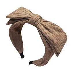 Solid Bow Stirnband für Damen, kreatives Kopfbedeckungszubehör, Stirnband Schweißband Schwarz (Khaki, One Size) von Mashaouyo