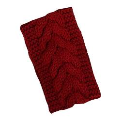 Solide Strickwolle, leeres Oberteil, Pullover, Hut, Haarband, Herbst und Winter, warmes europäisches und temperamentvolles Haarband, Kopfschmuck Sportstirnbänder Damen (Watermelon Red, One Size) von Mashaouyo