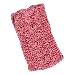 Solide Strickwolle, leeres Oberteil, Pullover, Hut, Haarband, Herbst und Winter, warmes europäisches und temperamentvolles Haarband, Kopfschmuck Sportstirnbänder Damen Winter (Pink, One Size) von Mashaouyo