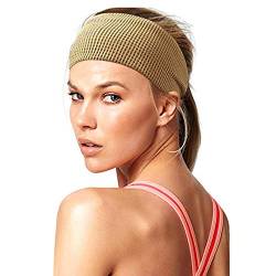 Solides Stirnband Stirnbänder für Frauen Stirnband breit geknotete Stirnbänder für Mädchen Sport Boho Yoga Elastizität Mode Stirnband Schweißtuch Stirn (Beige, One Size) von Mashaouyo
