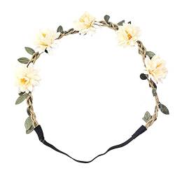 Sommer schöner Kranz Stirnband kleine Gänseblümchen Rose Stirnband Mädchen Erwachsene Kopfbedeckung Ohrenschützer Damen (White, One Size) von Mashaouyo