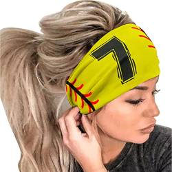 Sport-Stirnband für Damen mit Baseball-Print, Antitranspirant-Stirnband, elastisches Bandana Laufstirnband Damen Winter Fleece (Yellow, One Size) von Mashaouyo