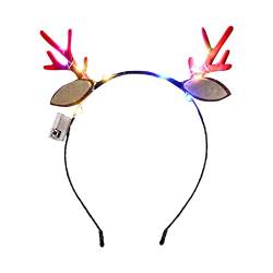 Weihnachtshaarband Weihnachtsschmuck Weihnachtshirsch leuchtendes Haarband Elastische Stirnbänder Kinder (A, One Size) von Mashaouyo