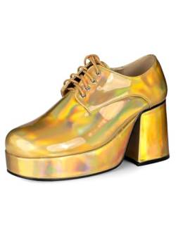 Maskworld 70er Jahre Plateauschuhe für Herren - Gold - Glitzer-Look - Schuhgröße: 44-45 von Maskworld