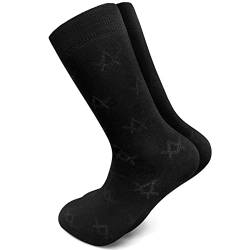 Freimaurer-Herren-Socken aus Baumwolle mit Kompass Gr. 43/45 EU, Schwarz von Masonic