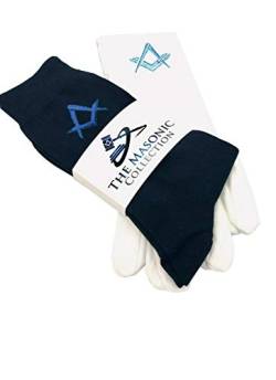 Freimaurer Herren Socken und Handschuhe Baumwolle Gr. 40/43 DE-Handschuhe (S), schwarz/blau von Masonic