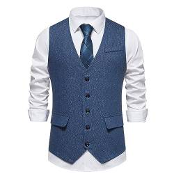 Anzugweste Herren Herringbone Business Westen Regular Fit V-Ausschnitt Ärmellose Anzug Weste Klassisch Basic Anzugwesten Mit Taschen Formale Sakkoweste für Hochzeit Groomsmen Abschlussball von Masrin