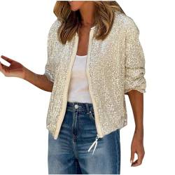 Damen Anzugjacke Blazer Glänzend Paillette Anzug Mantel Business Bürojacke EIN-Knopf Anzugjacken offene Vorderseite Herbstjacke Schlanke Passform Bürodame Arbeitskleidung Für Party Club von Masrin