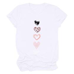 Damen T Shirt Lässige Oberteile mit Herz Grafiken Paar Tee Tops Valentinstagsgeschenk für sie Kurzarm Pullover mit Rundhalsausschnitt Basic All Match Tunika Bluse von Masrin