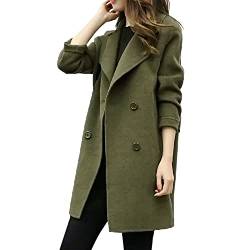 Langer Wollmantel für Damen Zweireihiger Trenchcoat Einfarbiger Blazer Mantel Umlegekragen Übergangsjacke Business Arbeitsmantel Wintermantel Winterjacke Herbstjacke Wolljacke Büro Kleidung von Masrin