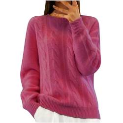 Masrin Rollkragenpullover Damen Elegante Einfarbiger Strickpullover Langarmshirt Pulli Herbst Winter Warmes Sweatshirt Stricken Grob Gestrickter Pullover Elastisch locker Strickoberteile Sweater von Masrin