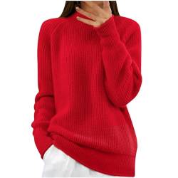 Masrin Rollkragenpullover Damen Elegante Einfarbiger Strickpullover Langarmshirt Pulli Herbst Winter Warmes Sweatshirt Stricken Grob Gestrickter Pullover Elastisch locker Strickoberteile Sweater von Masrin