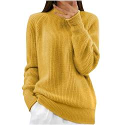 Masrin Rollkragenpullover Damen Elegante Einfarbiger Strickpullover Langarmshirt Pulli Herbst Winter Warmes Sweatshirt Stricken Grob Gestrickter Pullover Elastisch locker Strickoberteile Sweater von Masrin