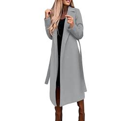 Trenchcoat Damen Lang Winterjacke Zweireihiger Windjacke Mantel Elegant Einfarbige Wolljacke Umlegekragen Langarm Wintermantel Wollmantel Übergangsjacke Business Arbeitsjacke Windbreaker S-3XL von Masrin