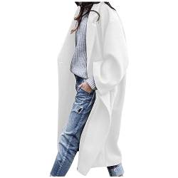 Trenchcoat Damen Lang Winterjacke Zweireihiger Windjacke Mantel Elegant Einfarbige Wolljacke Umlegekragen Langarm Wintermantel Wollmantel Übergangsjacke Business Arbeitsjacke Windbreaker S-3XL von Masrin