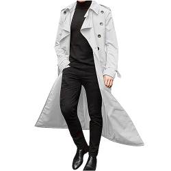 Trenchcoat Herren Lang Temperament Windbreaker Einfarbige Windjacke Umlegekragen Herbstjacke Strickjacke Langarm Übergangsjacke Business Freizeit Mantel Zweireihig Cardigan Oversize Winterjacke von Masrin