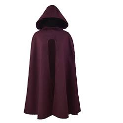 Umhang Damen Herbst Winter Maxi Lose Mantel Poncho Kap Strickmantel Longstrickjacke Trenchcoat Outwear Cardigan Mittelalterliche Vampir Hexen Gothic Cosplay Halloween Kostüm Robe mit Kapuze von Masrin