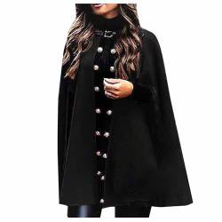 Umhang Damen Herbst Winter Maxi Lose Mantel Poncho Kap Strickmantel Longstrickjacke Trenchcoat Outwear Cardigan Mittelalterliche Vampir Hexen Gothic Cosplay Halloween Kostüm Robe mit Kapuze von Masrin