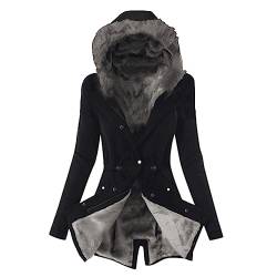 Winterjacke Mantel Damen Parka Warme Winter Plüschjacke Lange Mäntel Einfarbig Wintermantel mit Kapuze Windbreaker Gefüttert Teddyfell Dicker Fleecejacke Mode Outdoorjacke Slim fit Winterparka von Masrin