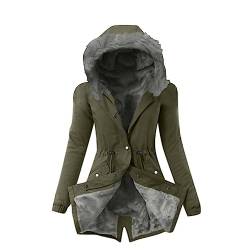 Winterjacke Mantel Frauen Parka Warme Winter Plüschjacke Lange Mäntel Einfarbig Wintermantel mit Kapuze Windbreaker Gefüttert Teddyfell Dicker Fleecejacke Mode Outdoorjacke Slim fit Winterparka von Masrin