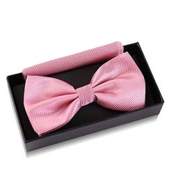 Massi Morino Fliege Altrosa mit Einstecktuch für Herren Set - Anzug Herrenfliege zur Hochzeit - Verstellbare Schleife in Rosa von Massi Morino