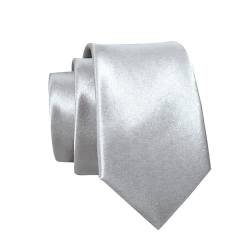 Massi Morino Krawatte grau schmal für Herren - 6 cm - Tie Schlips uni einfarbig I Slim Fit Kravatte silber von Massi Morino