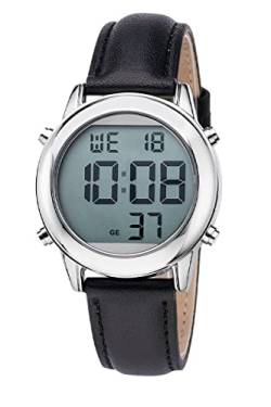 Master Time Funk Quarz Sprechende Herren Uhr Analog mit Leder Armband MTGA-10811-85L von Master Time