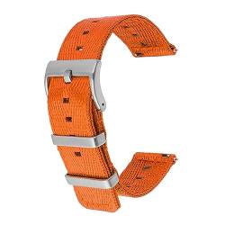 MasterUnion Uhrenarmband, gewebtes Nylonband, Edelstahl-Reifen, Schnellverschluss, für Herren und Damen, Textil-Universalband, Armband 20/22/24 mm, Orange, 22mm von MasterUnion