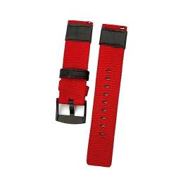 MasterUnion Uhrenarmband Nylon Lederarmband Schnellverschluss Canvas Herren Ersatzarmband 20 mm 22 mm, Rot, 22mm von MasterUnion