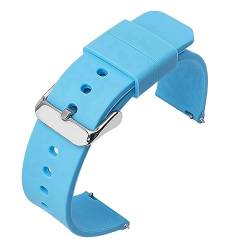 Uhrenarmband, Gu mmiband, universell, bunt, Schnellverschluss, wasserdicht, für Herren und Damen, Ersatzarmband, 12-24 mm, Himmelblau 1, 14mm von MasterUnion