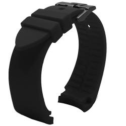 Uhrenarmband, Kautschukband, gebogene Schnittstelle, Edelstahlschnalle, wasserdicht, Herren-Ersatzband, Uhrenzubehör, 20 mm, 22 mm, Schwarz Schwarz, 22mm von MasterUnion