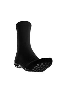Mastersox Grip Socken Fußball - Komfortable Stoppersocken - Premium Fußballsocken mit maximalem Grip - Extra rutschfeste Socken für stabilen Halt - Fußball Socken (Mid, 1er, Schwarz, M) von Mastersox