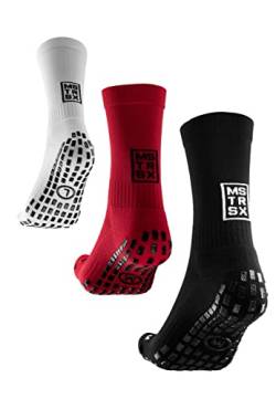 Mastersox Grip Socken Fußball - Komfortable Stoppersocken - Premium Fußballsocken mit maximalem Grip - Extra rutschfeste Socken für stabilen Halt - Fußball Socken (Mid, 3er Mix, L) von Mastersox