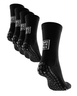 Mastersox Grip Socken Fußball - Komfortable Stoppersocken - Premium Fußballsocken mit maximalem Grip - Extra rutschfeste Socken für stabilen Halt - Fußball Socken (Mid, 5er, Schwarz, S) von Mastersox