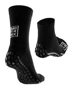 Mastersox Grip Socken Fußball - Komfortable Stoppersocken - Premium Fußballsocken mit maximalem Grip - Extra rutschfeste Socken für stabilen Halt - Fußball Socken (Mix, 2er, Schwarz, M) von Mastersox