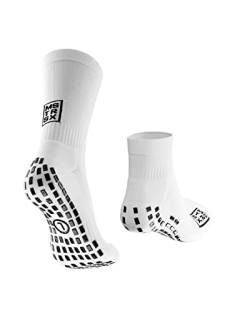 Mastersox Grip Socken Fußball - Komfortable Stoppersocken - Premium Fußballsocken mit maximalem Grip - Extra rutschfeste Socken für stabilen Halt - Fußball Socken (Mix, 2er, Weiß, L) von Mastersox