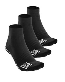 Mastersox Grip Socken Fußball - Komfortable Stoppersocken - Premium Fußballsocken mit maximalem Grip - Extra rutschfeste Socken für stabilen Halt - Fußball Socken (Short, 3er, Schwarz, S) von Mastersox