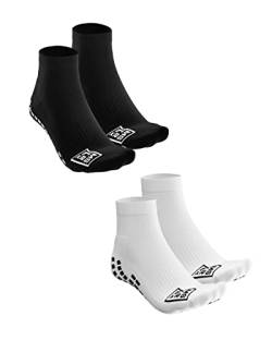 Mastersox Grip Socken Fußball - Komfortable Stoppersocken - Premium Fußballsocken mit maximalem Grip - Extra rutschfeste Socken für stabilen Halt - Fußball Socken (Short, 4er, Schw/Weiß, S) von Mastersox